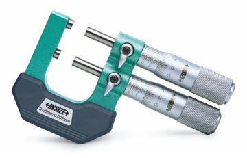 Μικρόμετρο Go/NoGo Insize 3235 0-25mm, πράσινο σώμα με δύο κοχλίες και μεταλλικά τύμπανα μέτρησης