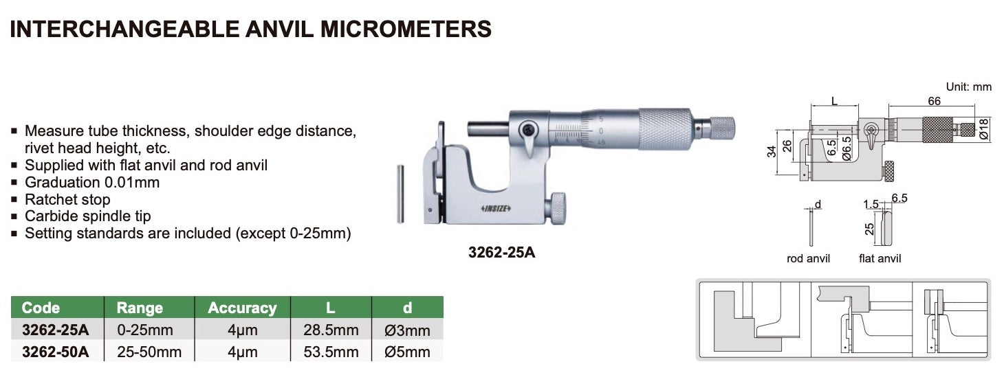 3262 - Μικρόμετρο με εναλλασσόμενο πέλμα