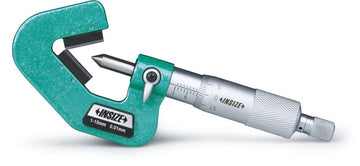 Μικρόμετρο V-ANVIL Insize 3290, πράσινο σώμα με V άκμονα και μεταλλικό τύμπανο με κλίμακα 0,01 mm