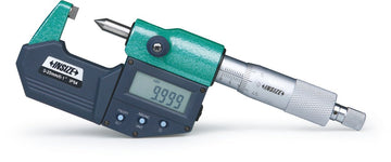 Ψηφιακό μικρόμετρο crimp Insize 3566 0-25mm IP54, πράσινο-γκρι, με οθόνη LCD και κωνικές άκρες μέτρησης