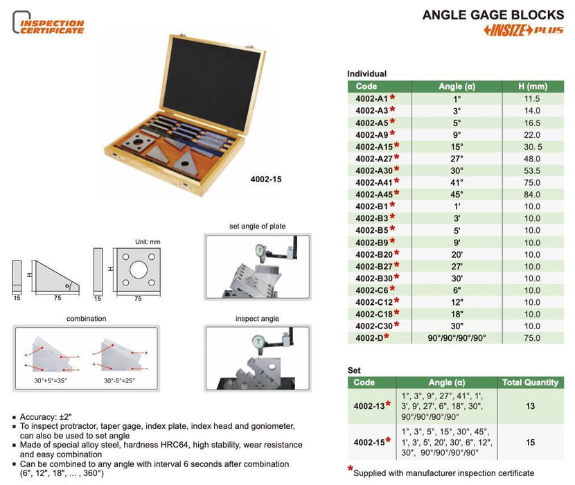 4002 - Angle Gage Block Sets