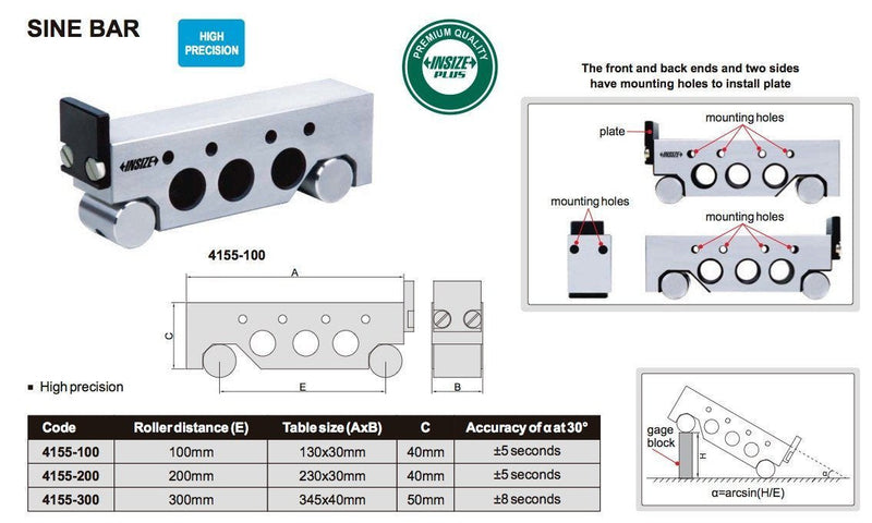 Ημιτονική Μπάρα - Sine Bar Insize