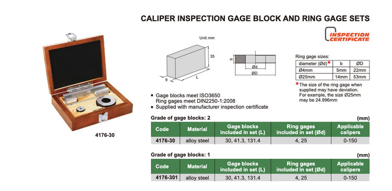 Πλακίδια για Καλιμπράρισμα Παχυμέτρου & Μικρομέτρου Insize