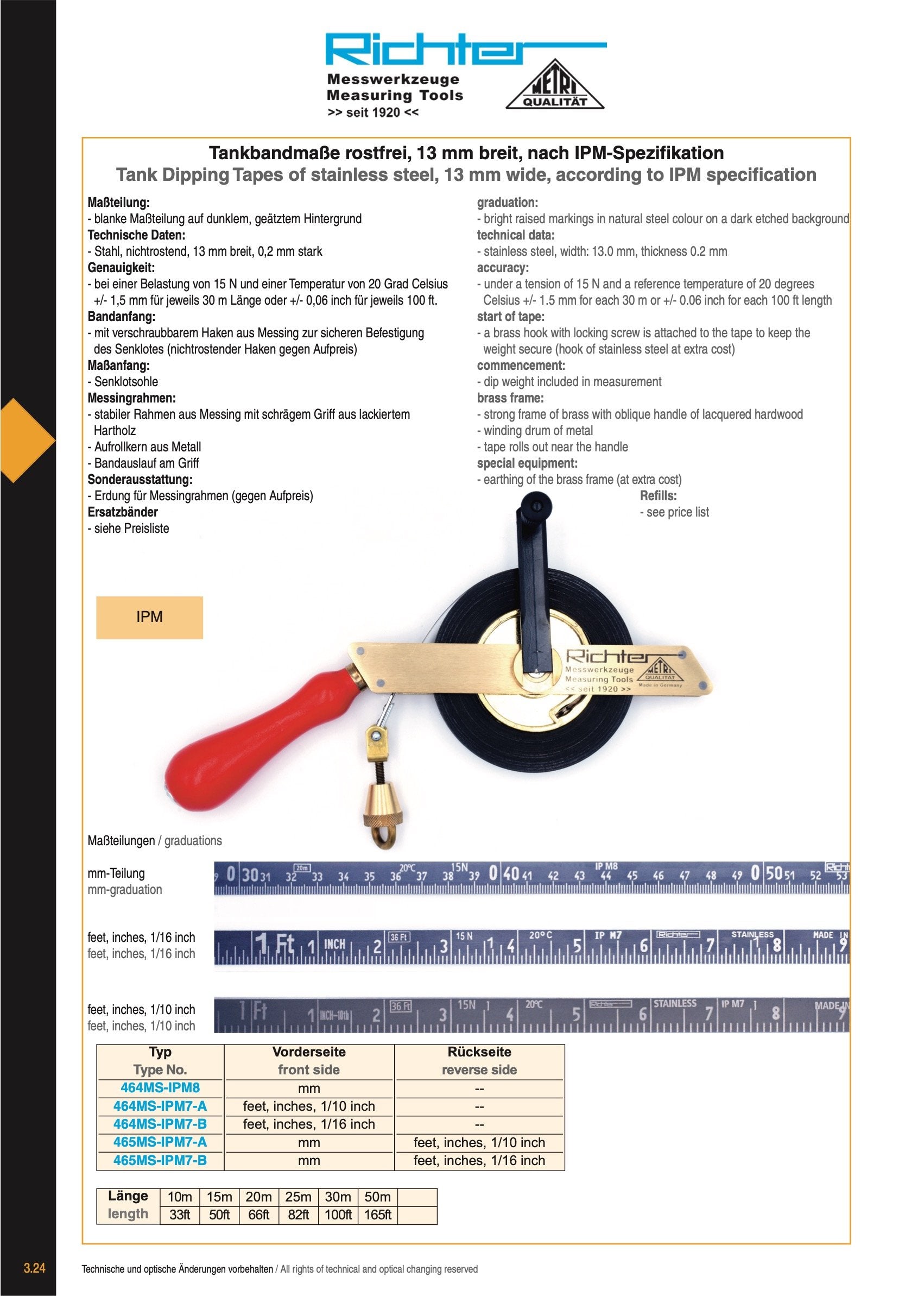 Tank Measuring Tape INOX IPM8 | Measuring Instruments — Όργανα Μέτρησης ...