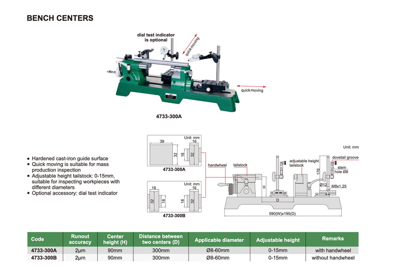 Τραπέζι Ελέγχου Αξόνων Insize