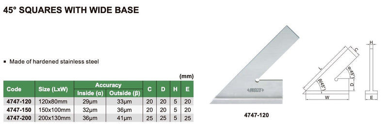 Γωνία Πατούρας 45° - INOX Insize