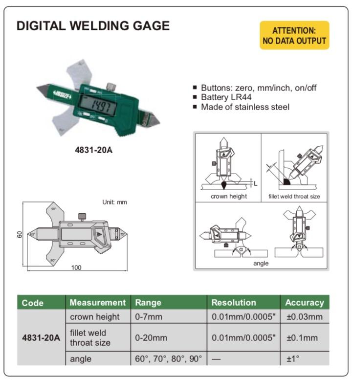 Παχύμετρo Ηλεκτροσυγκόλλησης Insize