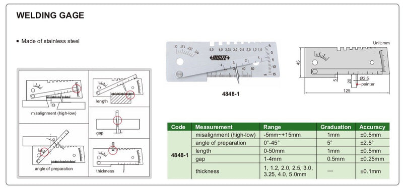 Παχύμετρo Ηλεκτροσυγκόλλησης Insize