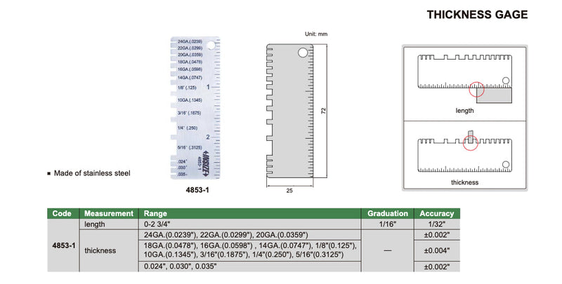 Καλίμπρα Πάχους Insize