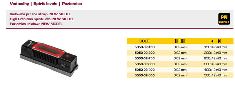 Αλφάδι Ακριβείας Μηχανης - 0.02mm/m Kinex