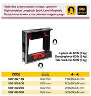 Αλφάδι Τετράγωνο Μηχανης 0.02 mm / m - 3 Πρόσωπα V Μαγνητικό Kinex
