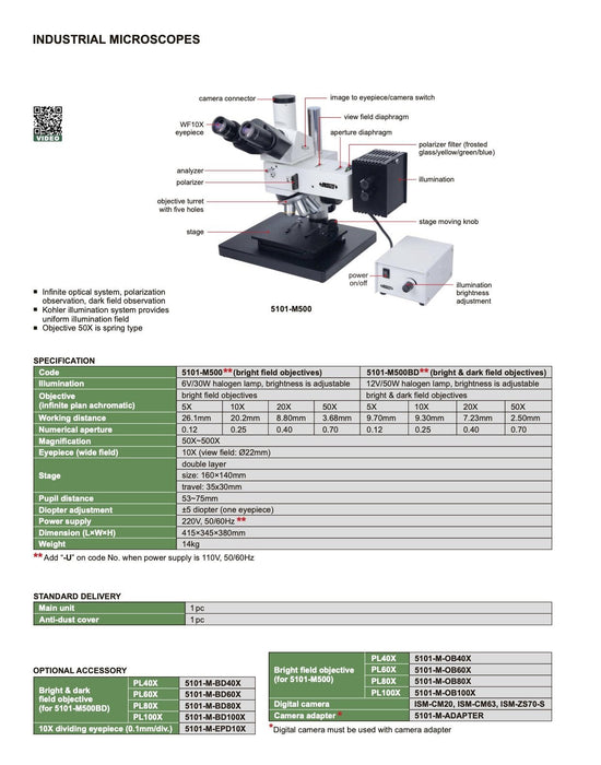 5101-M500 - Βιομηχανικό Mικροσκόπιο
