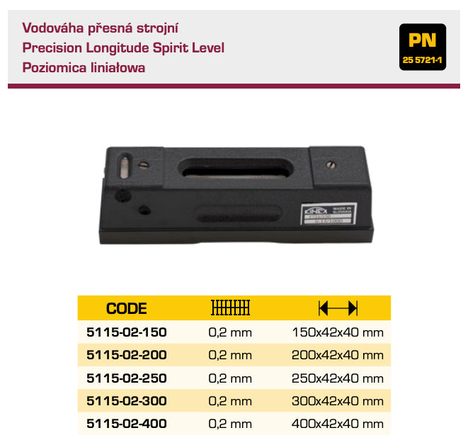 Αλφάδι Ακριβείας Μηχανης - 0.2mm/m Kinex