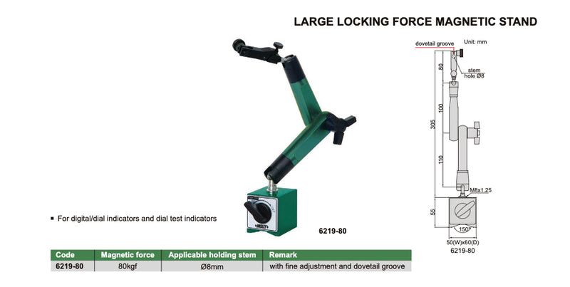 Μαγνητική Βάση - Κεντρική Σύσφιξη Insize