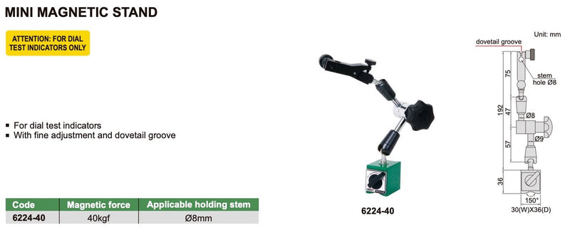 Μαγνητική Βάση - Κεντρική Σύσφιξη - Μίνι Insize