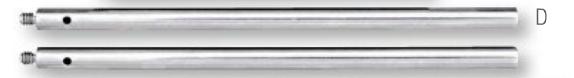 Σύστημα ευθυγράμμισης αξόνων Starrett 668-SET, δύο μεταλλικές ράβδοι με σπείρωμα και οπή, ασημί χρώμα