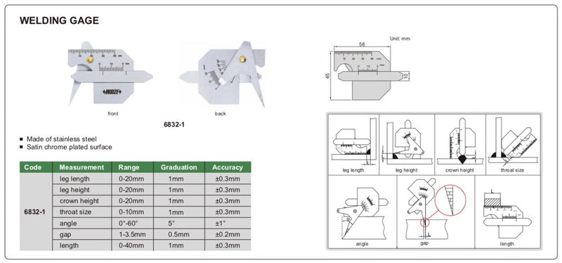 Παχύμετρo Ηλεκτροσυγκόλλησης Insize