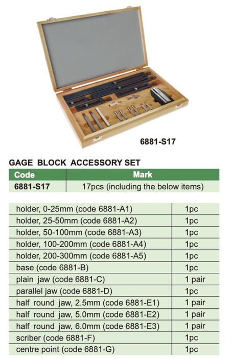 6881-S17 - Gage Block Accessory Set