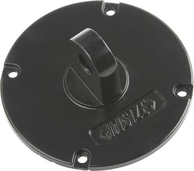 Μαύρη στρογγυλή πλάτη Insize 7330-L με αυτί/λαβή και 4 οπές στερέωσης για ρολόι γράφτη