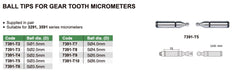 7391 - BALL TIPS FOR GEAR TOOTH MICROMETER