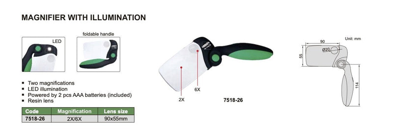 Μεγεθυντικός Φακός - 2x  6x με LED Insize