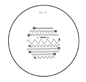 Στρογγυλό πρότυπο Hogetex Template 11 LOTE11-7x-D26, μαύρη εκτύπωση με κλίμακες σπειρωμάτων (TPI)