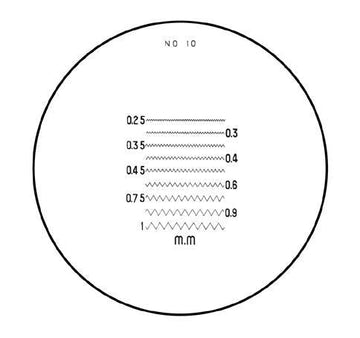 Πρότυπο Hogetex Template 10 για λούπες 10x Ø35 mm, με κλίμακα 0,25–0,9 mm (LOTE10-10x-D35)