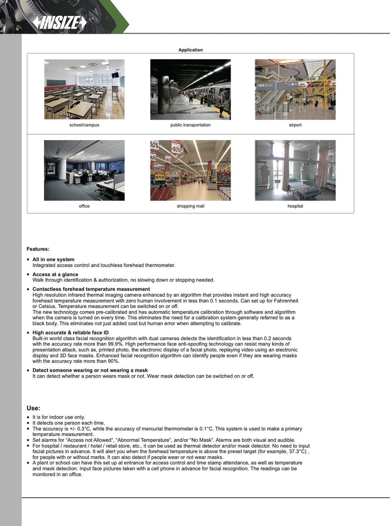 Θερμική οθόνη με αναγνώριση προσώπου 4 in 1 Insize