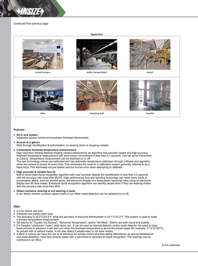 Θερμική οθόνη με αναγνώριση προσώπου 4 in 1 Insize