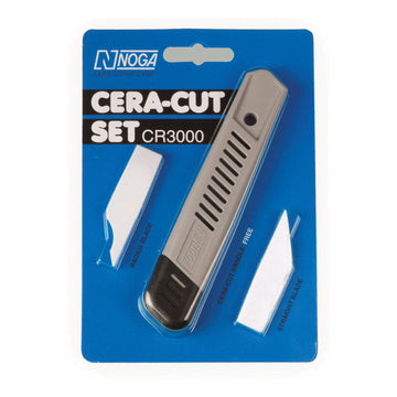 Σετ Noga CERA-CUT CR3000 σε blister, γκρι λαβή απογρεζωτή με 2 κεραμικές λεπίδες (ίσια & ακτίνας)
