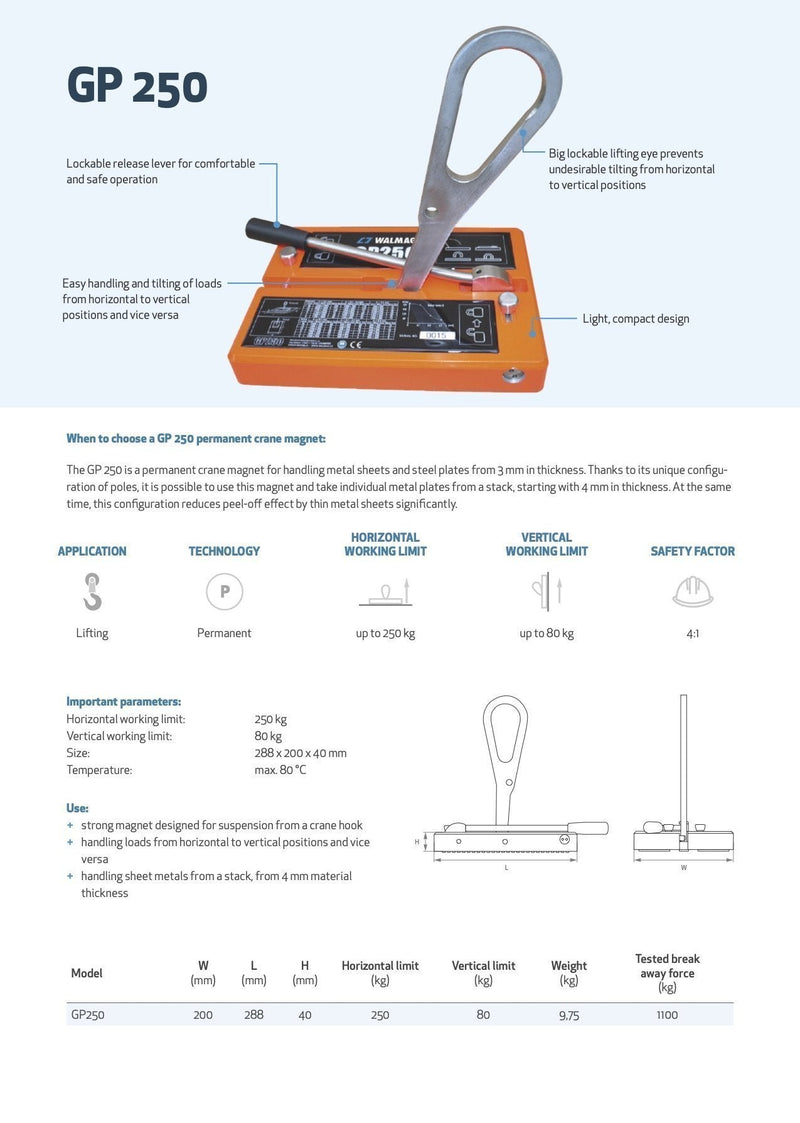 Μαγνήτης Ανύψωσης Λαμαρίνων Walmag