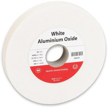 Λευκός σμυριδοτροχός Andre White Aluminium Oxide GS, Ø150mm, οπή 31,75mm, πλάτος 20mm, grit 60