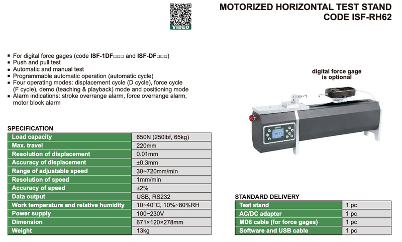 Μηχανοκίνητη Βάση Στήριξης Δυναμόμετρου - Οριζόντια Insize