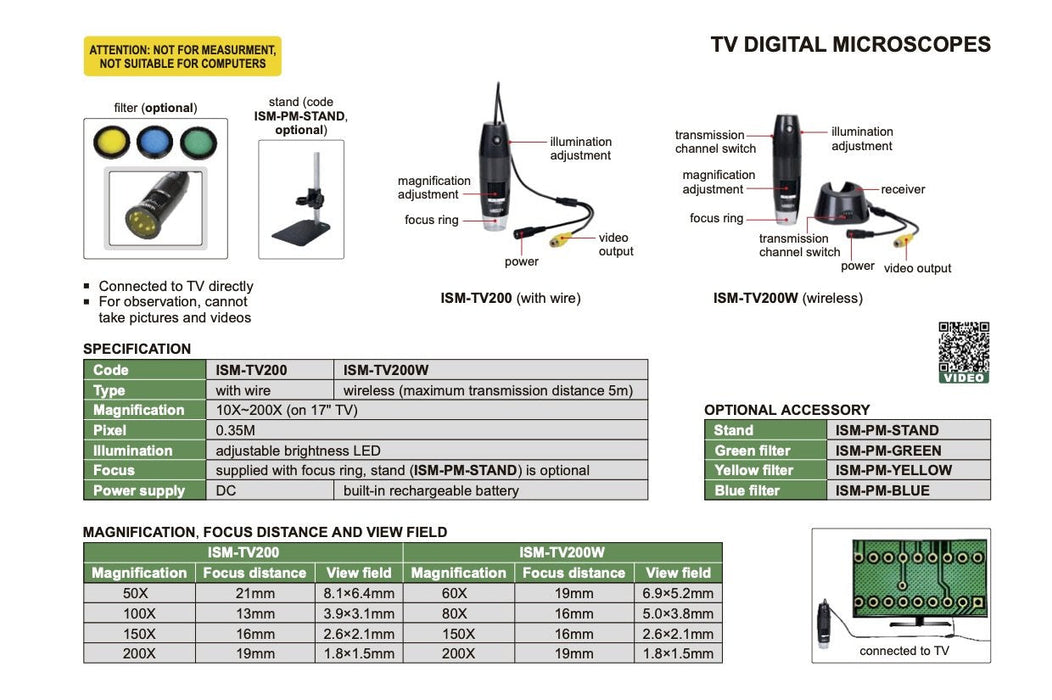 ISM-TV200 - Mικροσκόπιο TV