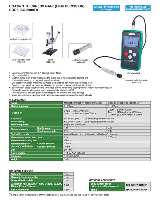ISO-8000FN - Παχύμετρο Επικάλυψης - Βαφής Fe/ NFe Υψηλής Ακριβείας