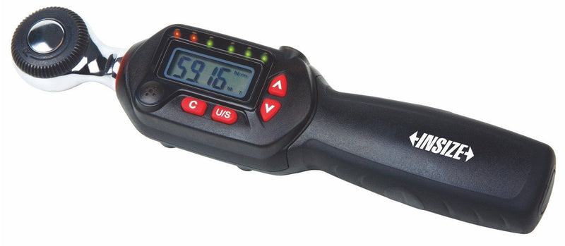 Ψηφιακό κοντό ροπόκλειδο Insize IST-WS30 με οθόνη LCD, LED ένδειξης και μαύρη λαβή με κόκκινα πλήκτρα