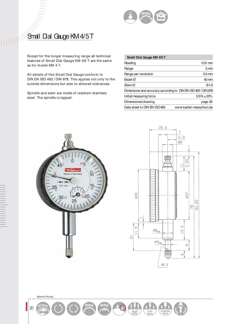 Μετρητικό Ρολόι Γράφτη - Μικρό Ø40mm Kafer