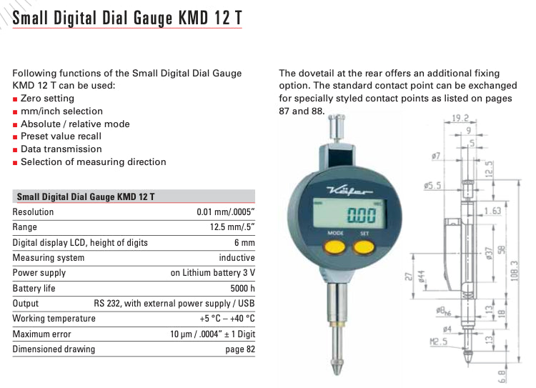 Μετρητικό Ρολόι Γράφτη Ψηφιακό - Μικρό  - 0.01mm Kafer