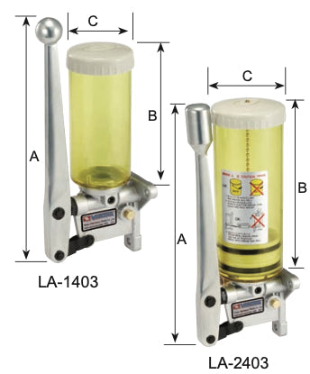 Χειροκίνητη αντλία λαδιού Vertex LA-14403 300-800 ml με διάφανο δοχείο και μεταλλικό μοχλό, διαστάσεις A/B/C