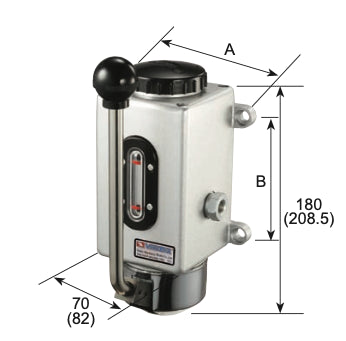 Χειροκίνητη αντλία λαδιού Vertex LT-6 350-650 ml, μεταλλικό δοχείο με μοχλό και δείκτη στάθμης, διαστάσεις A/B