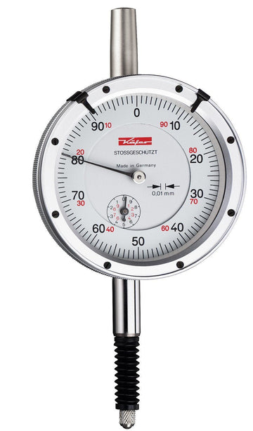 Ρολόι γράφτη Kafer M 2 SW Ø61,5mm, λευκό καντράν 0,01 mm, μεταλλικό σώμα με προστασία κρούσης και λαστιχένια μπότα