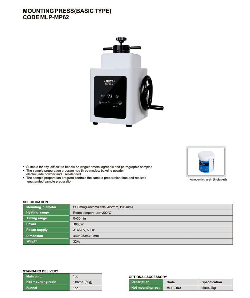 Πρέσα Μεταλλογραφίας Insize