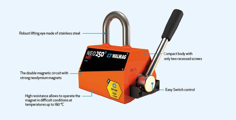 Μαγνήτης Aνύψωσης Χαλύβων, Μετάλλων, Υψηλών Θερμοκρασιών Walmag