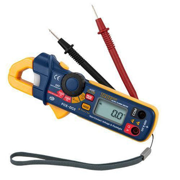 Αμπεροτσιμπίδα-πολύμετρο PCE Instruments PCE-DC2 με κίτρινες δαγκάνες, οθόνη LCD και κόκκινο/μαύρο probes