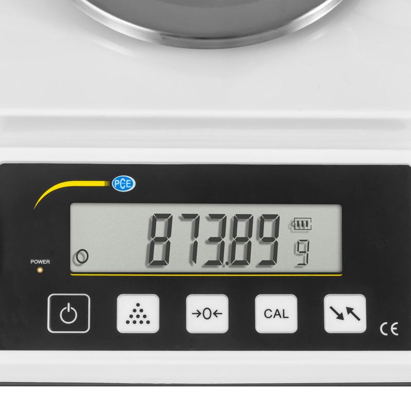 Οθόνη και πλήκτρα ζυγού χαρτιού PCE Instruments PCE-DMS 1100 με ψηφιακή ένδειξη και κουμπί CAL