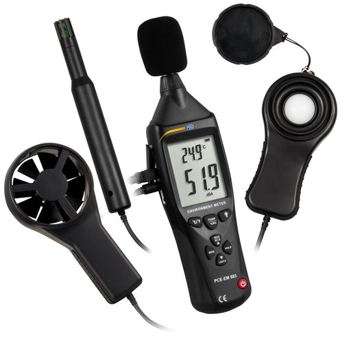 PCE-EM 883 - Ανεμόμετρο- Υγρασιόμετρο - Θερμόμετρο - Ηχόμετρο - Φωτόμετρο