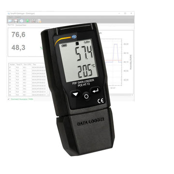 Υγροθερμόμετρο datalogger PCE Instruments PCE-HT 72 με οθόνη %RH/°C και πλήκτρα χειρισμού, μαύρο σώμα