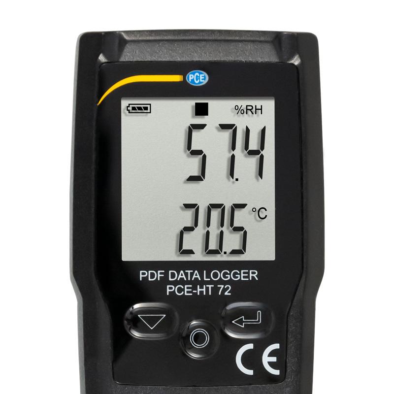 Υγροθερμόμετρο datalogger PCE Instruments PCE-HT 72 με μεγάλη οθόνη %RH και °C και πλήκτρα χειρισμού