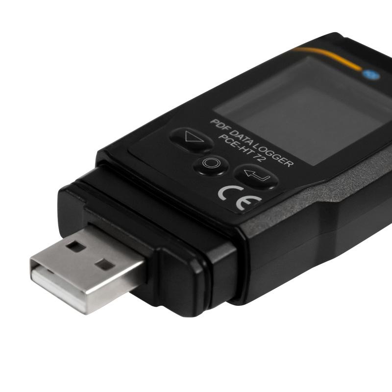 PCE Instruments PCE-HT 72 USB datalogger υγρασίας-θερμοκρασίας, μαύρο με οθόνη και πλήκτρα ελέγχου