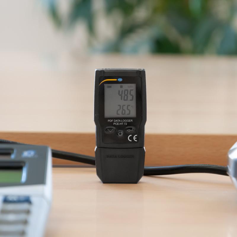Υγροθερμόμετρο datalogger PCE Instruments PCE-HT 72 με ψηφιακή οθόνη και μαύρο περίβλημα